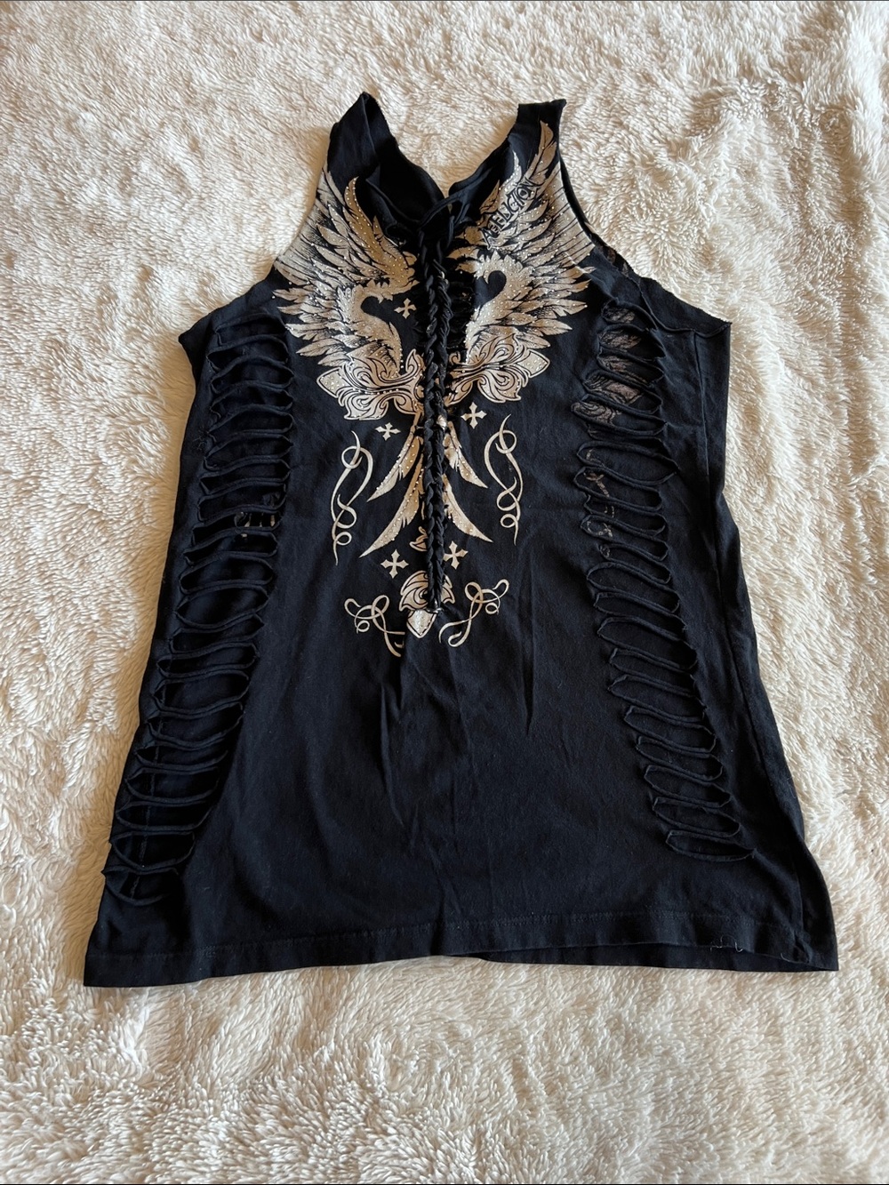 Affliction Black Tank Top large sequence